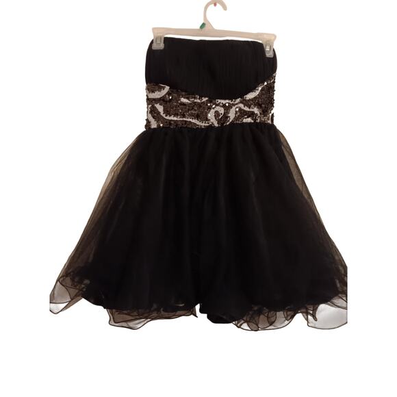 Milano Dress, Junior Girls Size Medium, Black, Sequin, Tully, Prom Dance, EUC - Picture 1 of 5